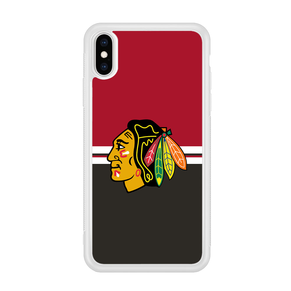 Hockey Chicago Blackhawks NHL 001 iPhone Xs Case-Phone Case-Rubber White (2D Case)-Altracase