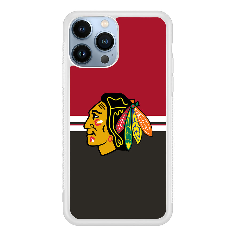 Hockey Chicago Blackhawks NHL 001 iPhone 15 Pro Max Case-Phone Case-Rubber White (2D Case)-Altracase