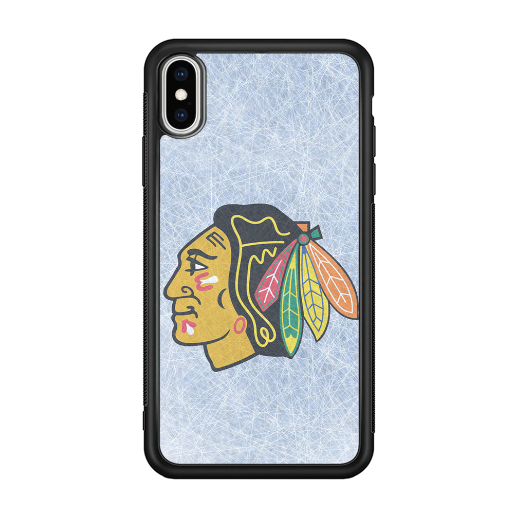 Hockey Chicago Blackhawks NHL 002 iPhone Xs Case-Phone Case-Rubber Black (2D Case)-Altracase