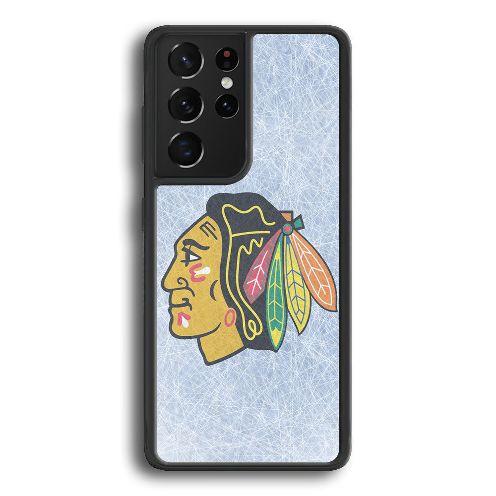 Hockey Chicago Blackhawks NHL 002 Samsung Galaxy S25 Ultra Case-Phone Case-Rubber Black (2D Case)-Altracase
