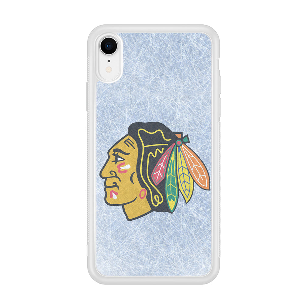 Hockey Chicago Blackhawks NHL 002 iPhone XR Case-Phone Case-Rubber White (2D Case)-Altracase