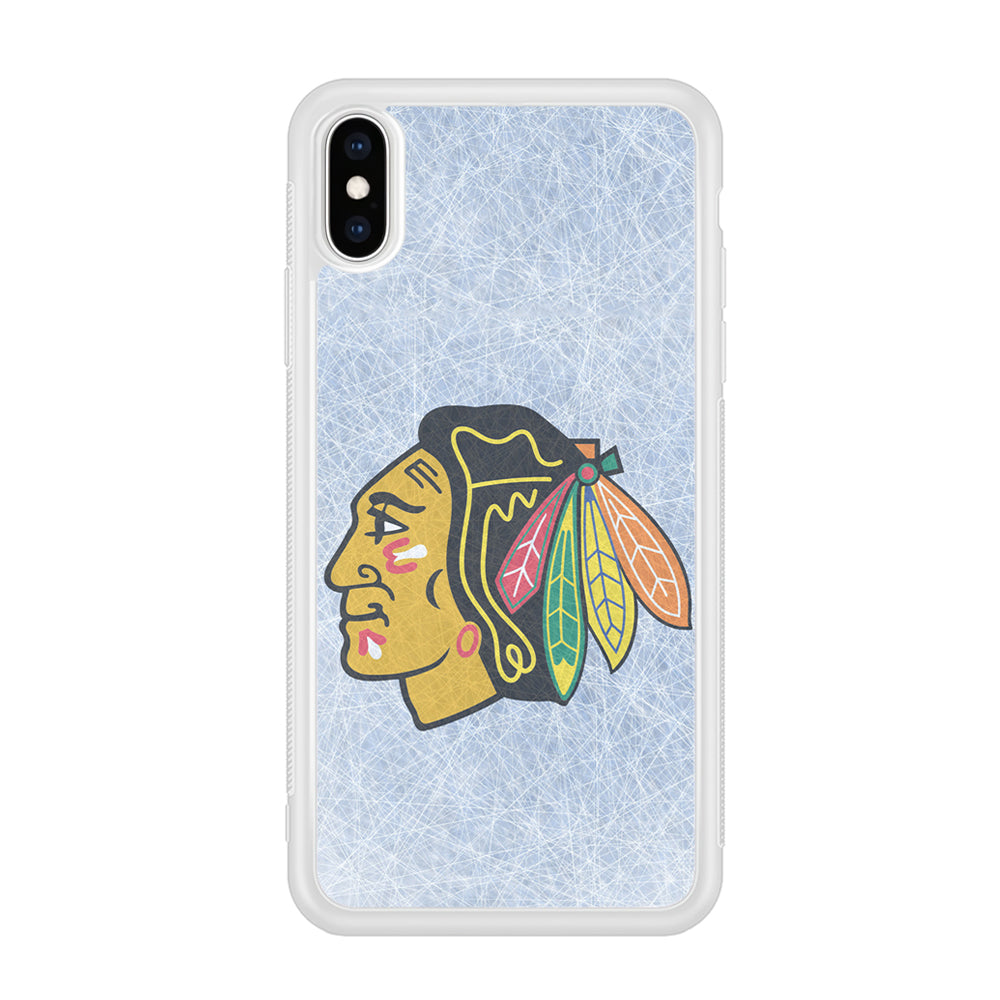 Hockey Chicago Blackhawks NHL 002 iPhone Xs Case-Phone Case-Rubber White (2D Case)-Altracase