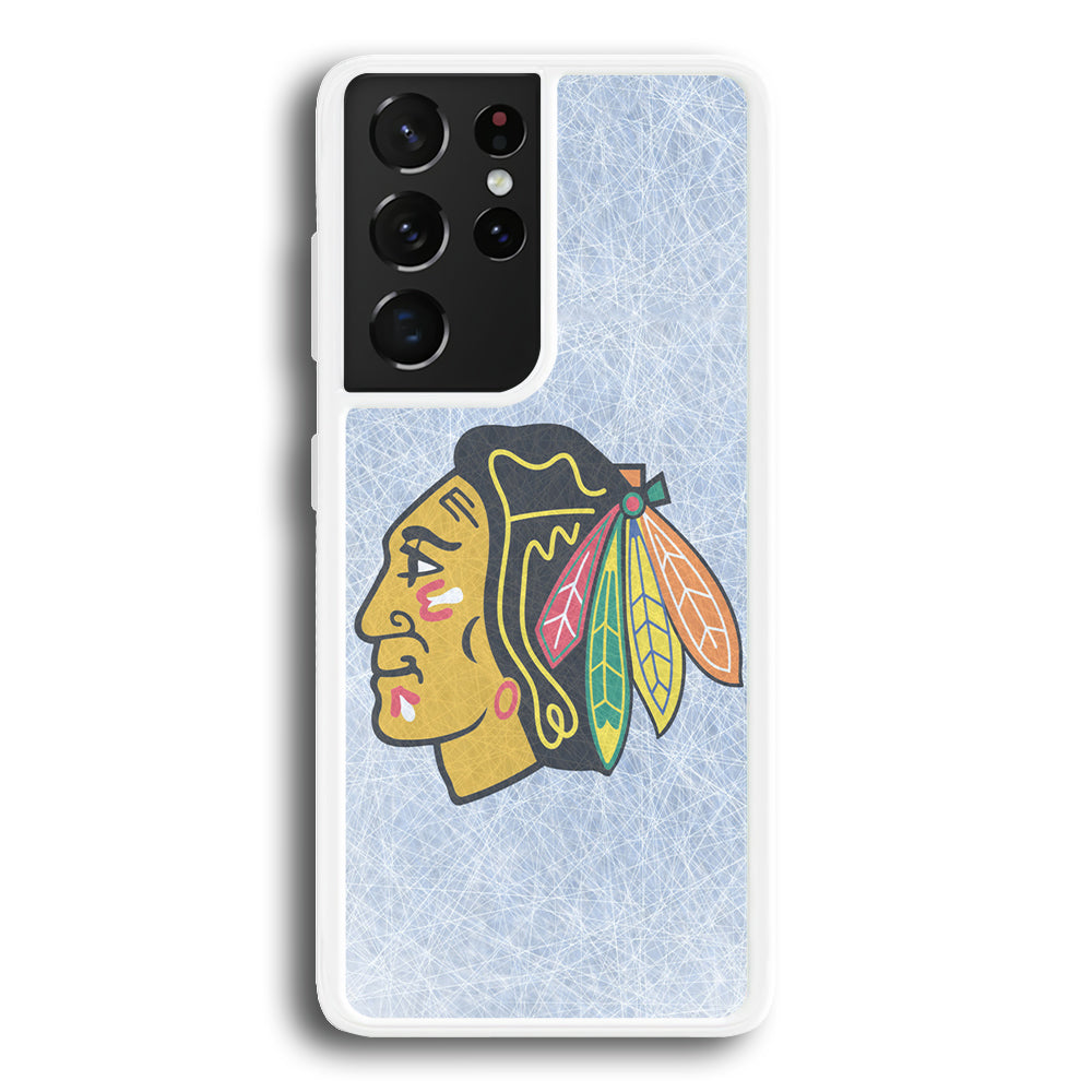 Hockey Chicago Blackhawks NHL 002 Samsung Galaxy S21 Ultra Case-Phone Case-Rubber White (2D Case)-Altracase