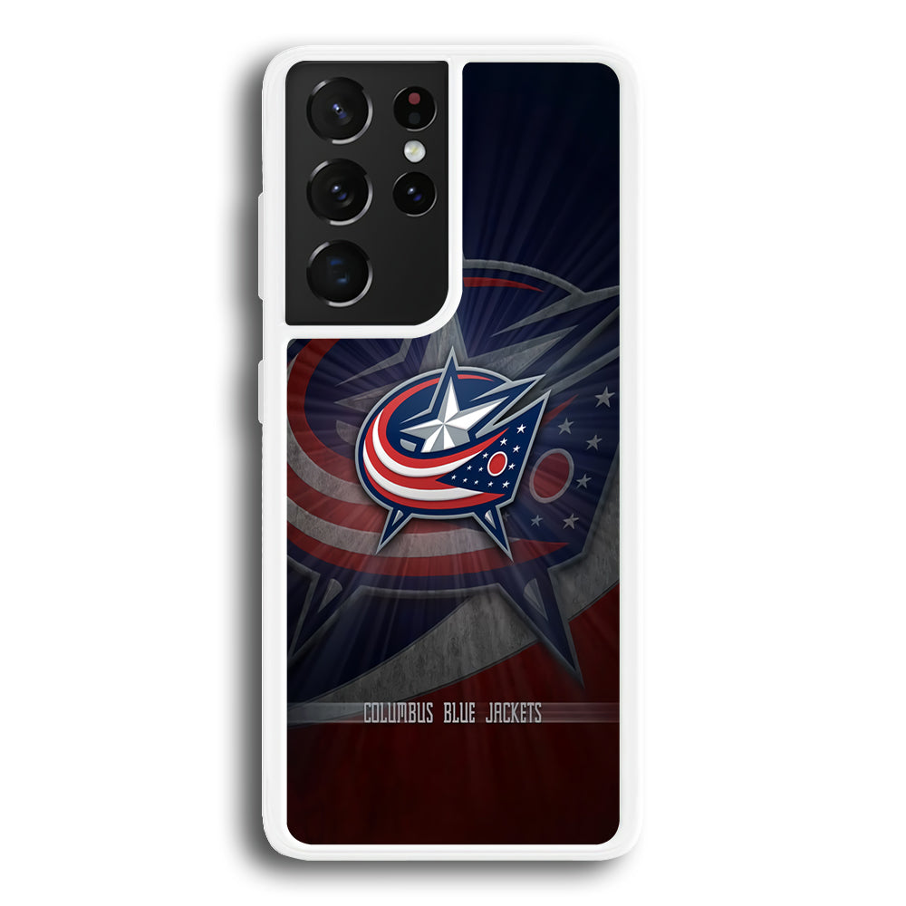 Hockey Columbus Blue Jackets NHL 002 Samsung Galaxy S23 Ultra Case-Phone Case-Rubber White (2D Case)-Altracase