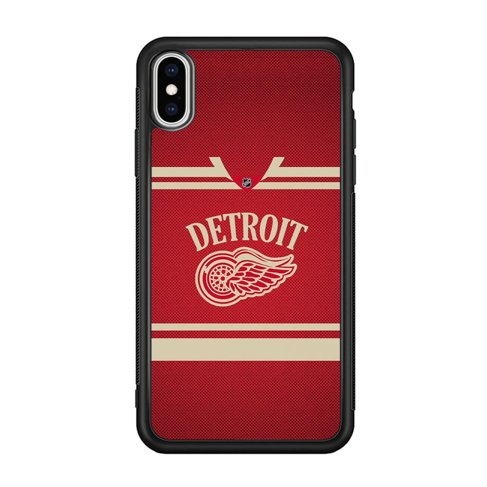 Hockey Detroit Red Wings NHL 002 iPhone Xs Case-Phone Case-Rubber Black (2D Case)-Altracase