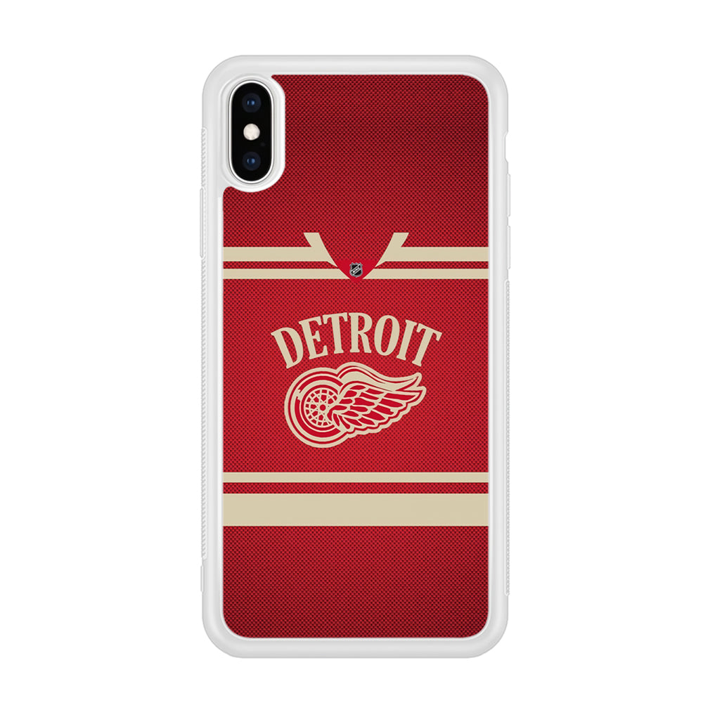 Hockey Detroit Red Wings NHL 002 iPhone Xs Case-Phone Case-Rubber White (2D Case)-Altracase