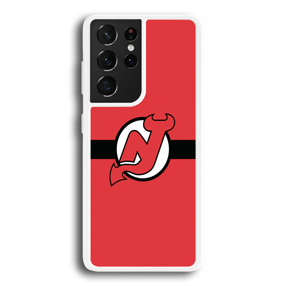 Hockey New Jersey Devils NHL 002 Samsung Galaxy S23 Ultra Case-Phone Case-Rubber White (2D Case)-Altracase