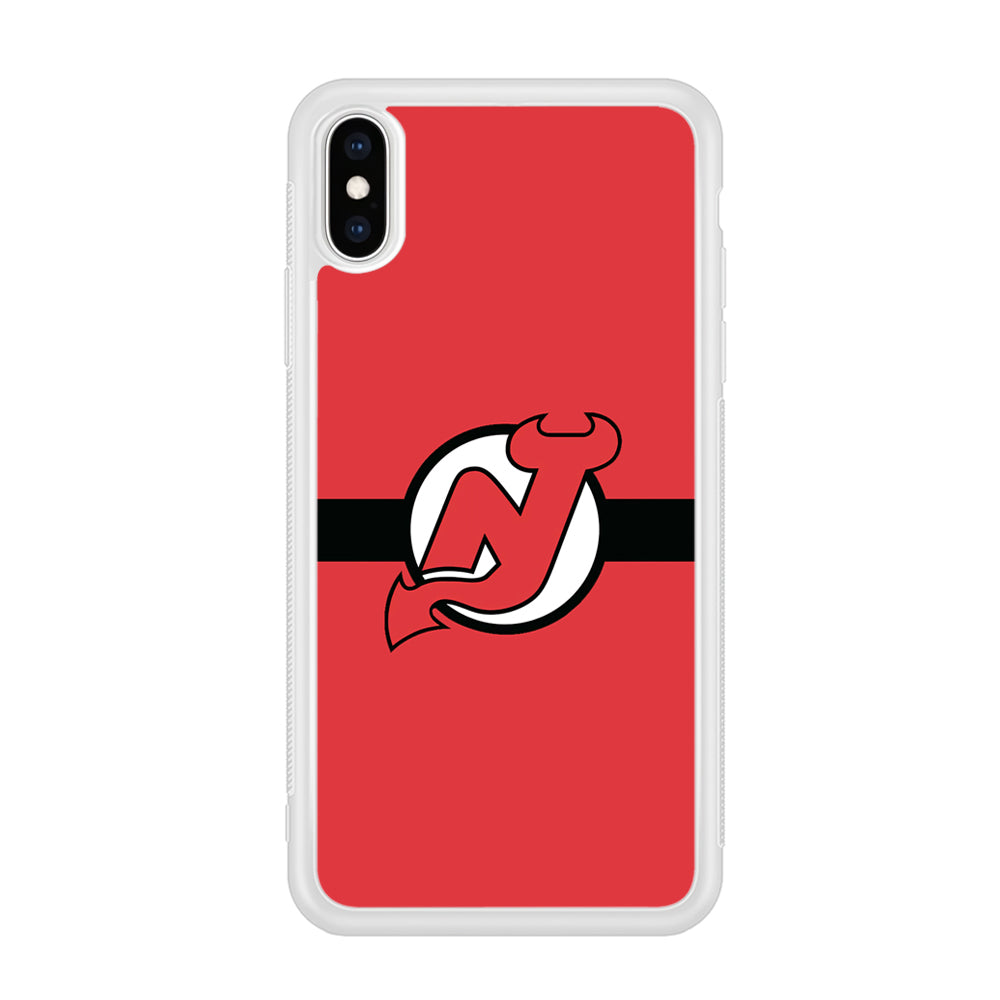 Hockey New Jersey Devils NHL 002 iPhone Xs Case-Phone Case-Rubber White (2D Case)-Altracase