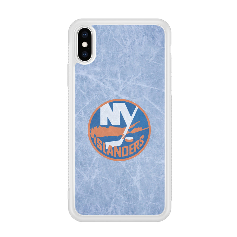 Hockey New York Islanders NHL 002 iPhone Xs Case-Phone Case-Rubber White (2D Case)-Altracase