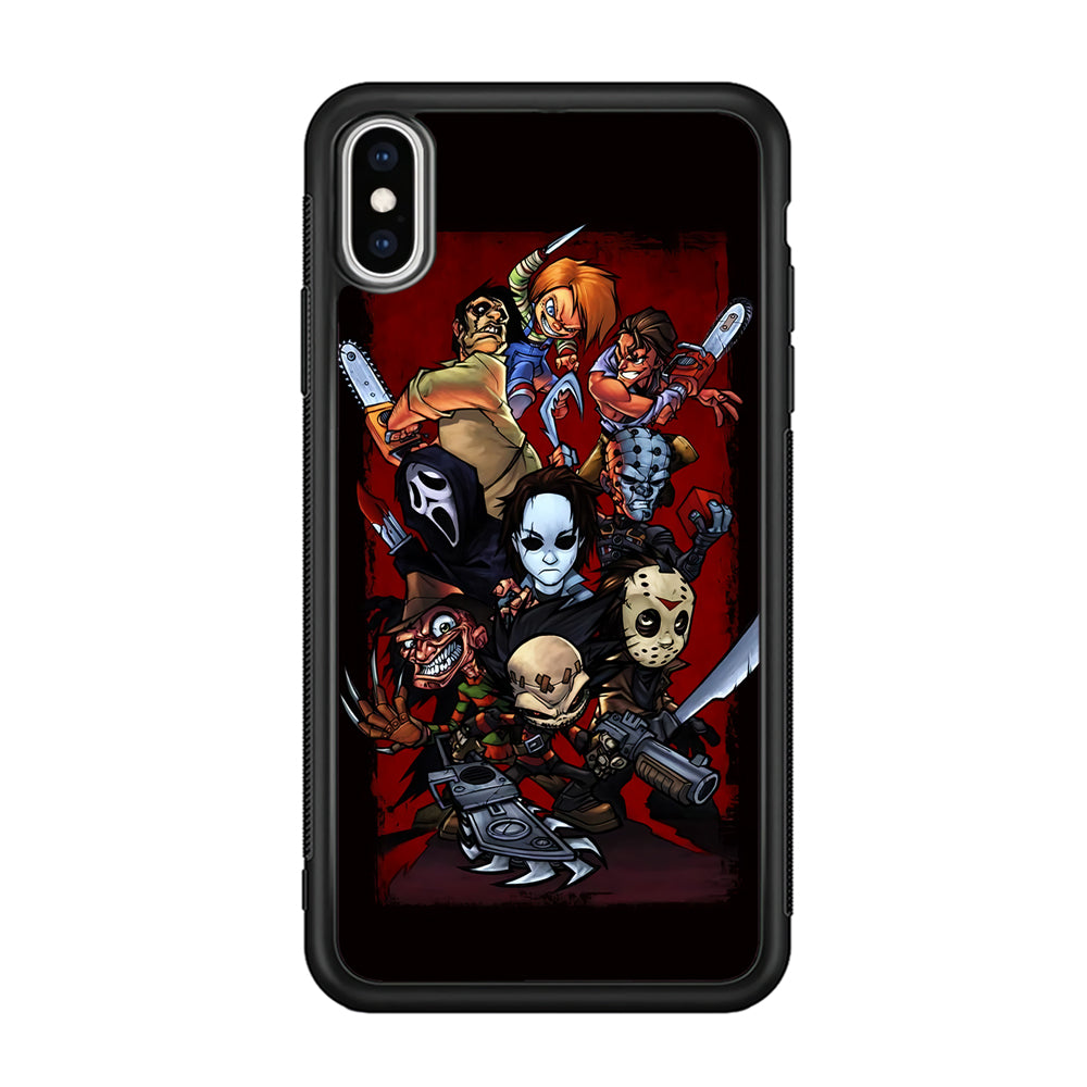 Horror Character Cartoon iPhone Xs Case-Phone Case-Rubber Black (2D Case)-Altracase