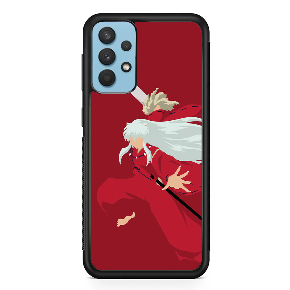 Inuyasha Red Background Samsung Galaxy A32 Case-Phone Case-Rubber Black (2D Case)-Altracase