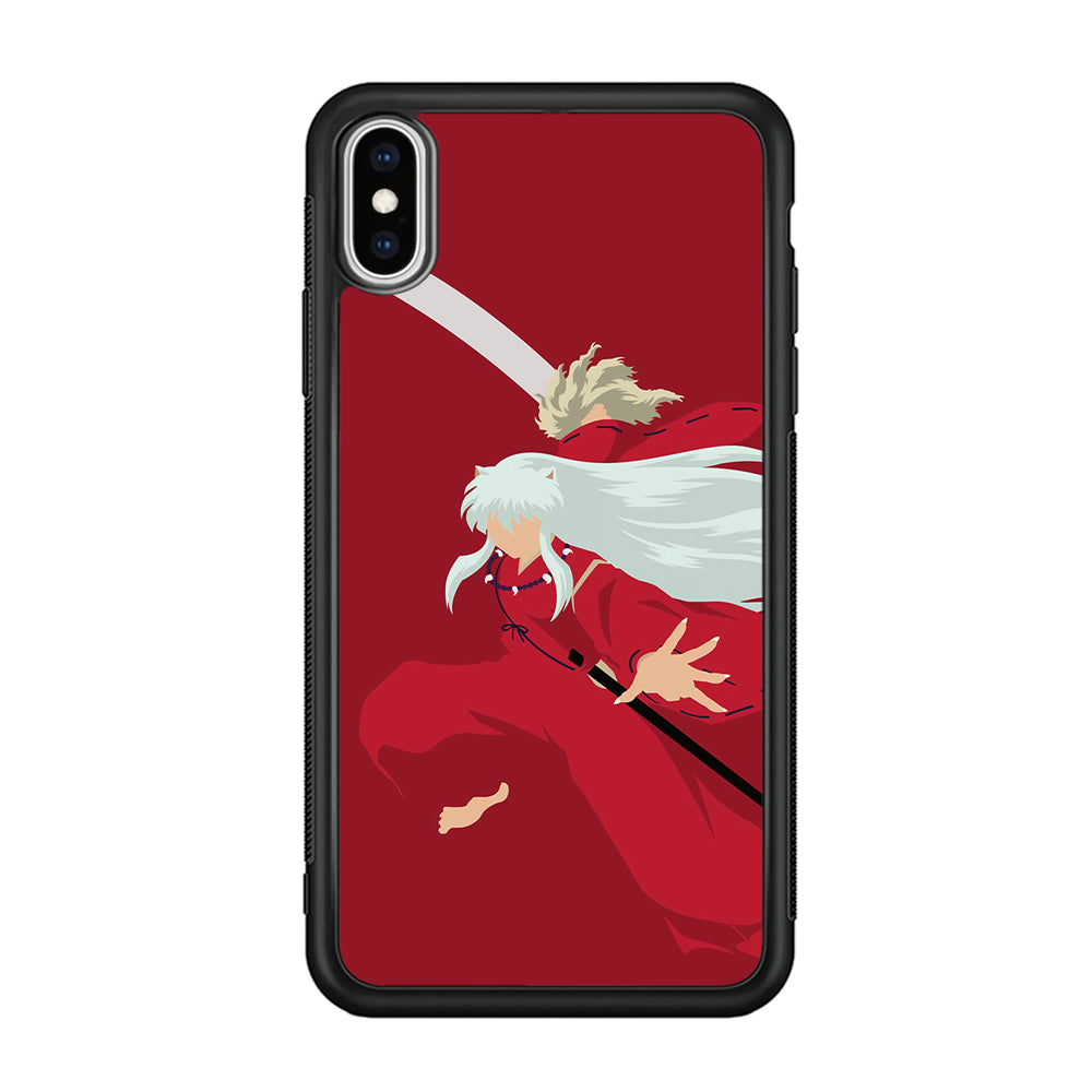 Inuyasha Red Background iPhone X Case-Phone Case-Rubber Black (2D Case)-Altracase