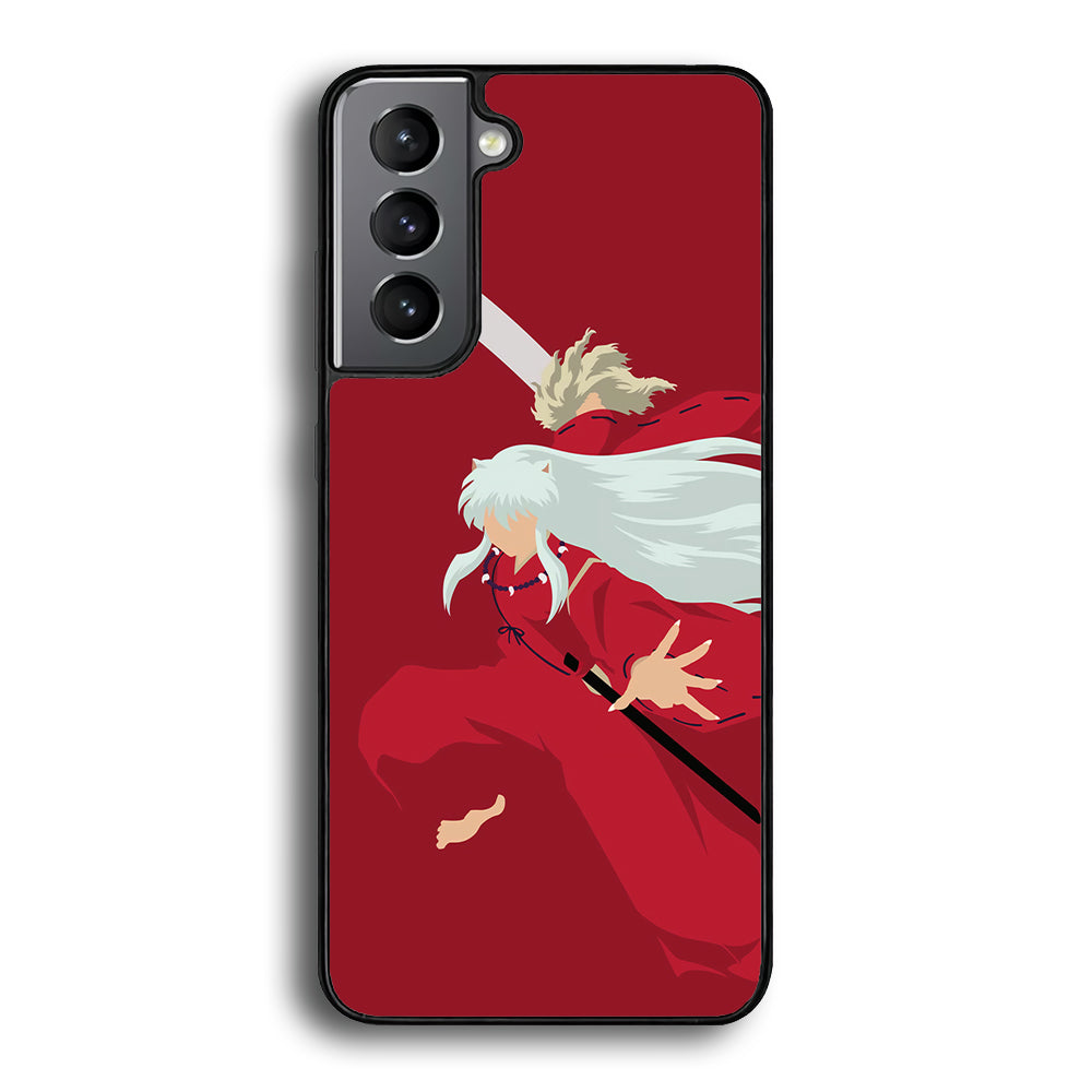 Inuyasha Red Background Samsung Galaxy S21 Plus Case-Phone Case-Rubber Black (2D Case)-Altracase