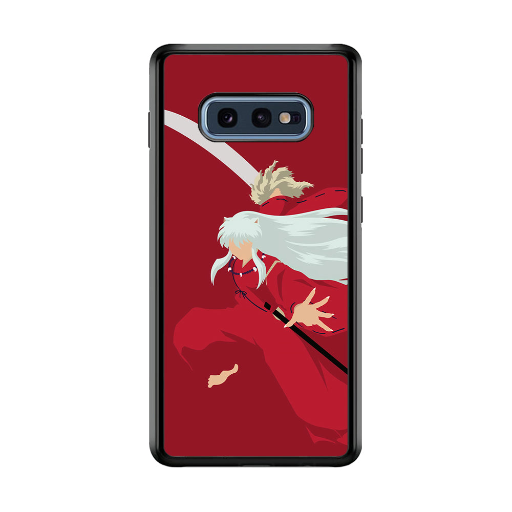 Inuyasha Red Background Samsung Galaxy S10E Case-Phone Case-Rubber Black (2D Case)-Altracase
