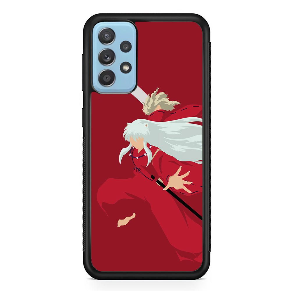 Inuyasha Red Background Samsung Galaxy A52 Case-Phone Case-Rubber Black (2D Case)-Altracase