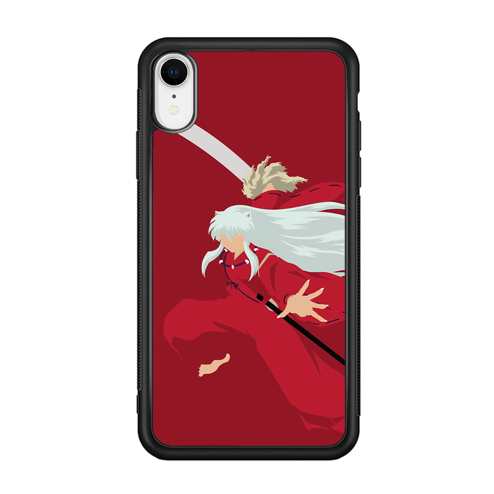 Inuyasha Red Background iPhone XR Case-Phone Case-Rubber Black (2D Case)-Altracase