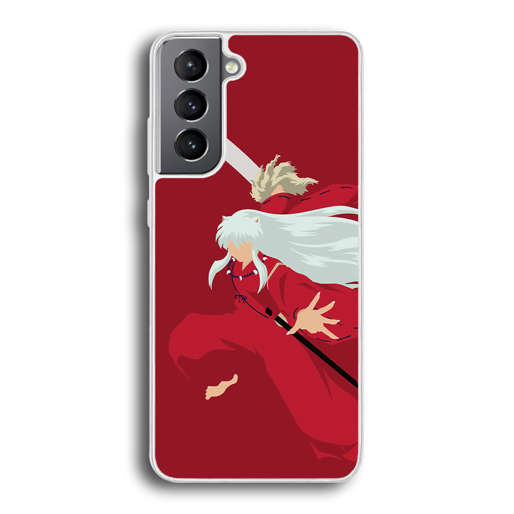 Inuyasha Red Background Samsung Galaxy S21 Plus Case-Phone Case-Rubber White (2D Case)-Altracase