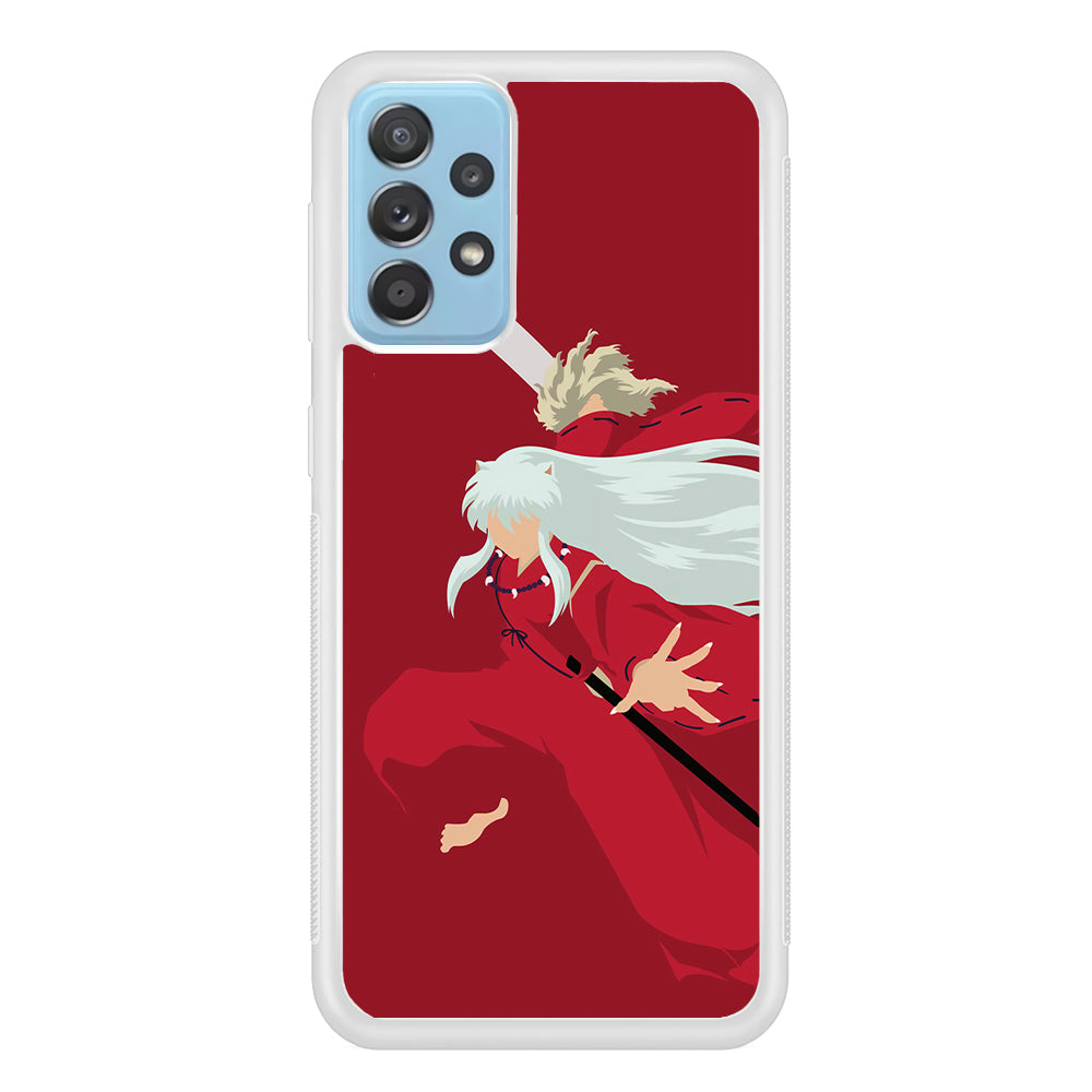Inuyasha Red Background Samsung Galaxy A52 Case-Phone Case-Rubber White (2D Case)-Altracase