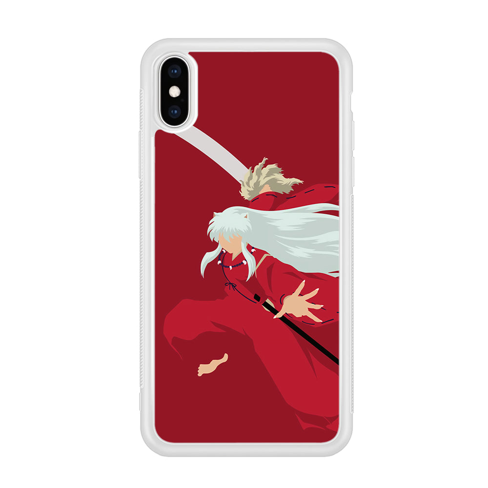 Inuyasha Red Background iPhone Xs Case-Phone Case-Rubber White (2D Case)-Altracase