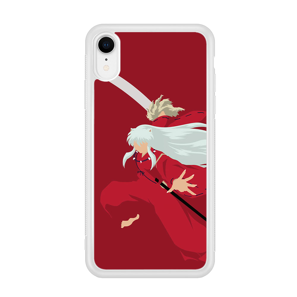 Inuyasha Red Background iPhone XR Case-Phone Case-Rubber White (2D Case)-Altracase