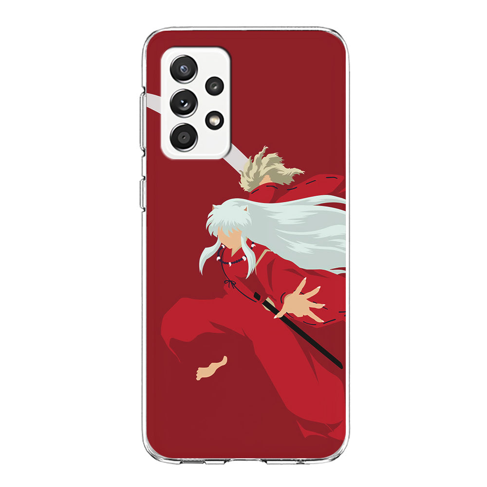 Inuyasha Red Background Samsung Galaxy A52 Case-Phone Case-Clear Soft Case-Altracase