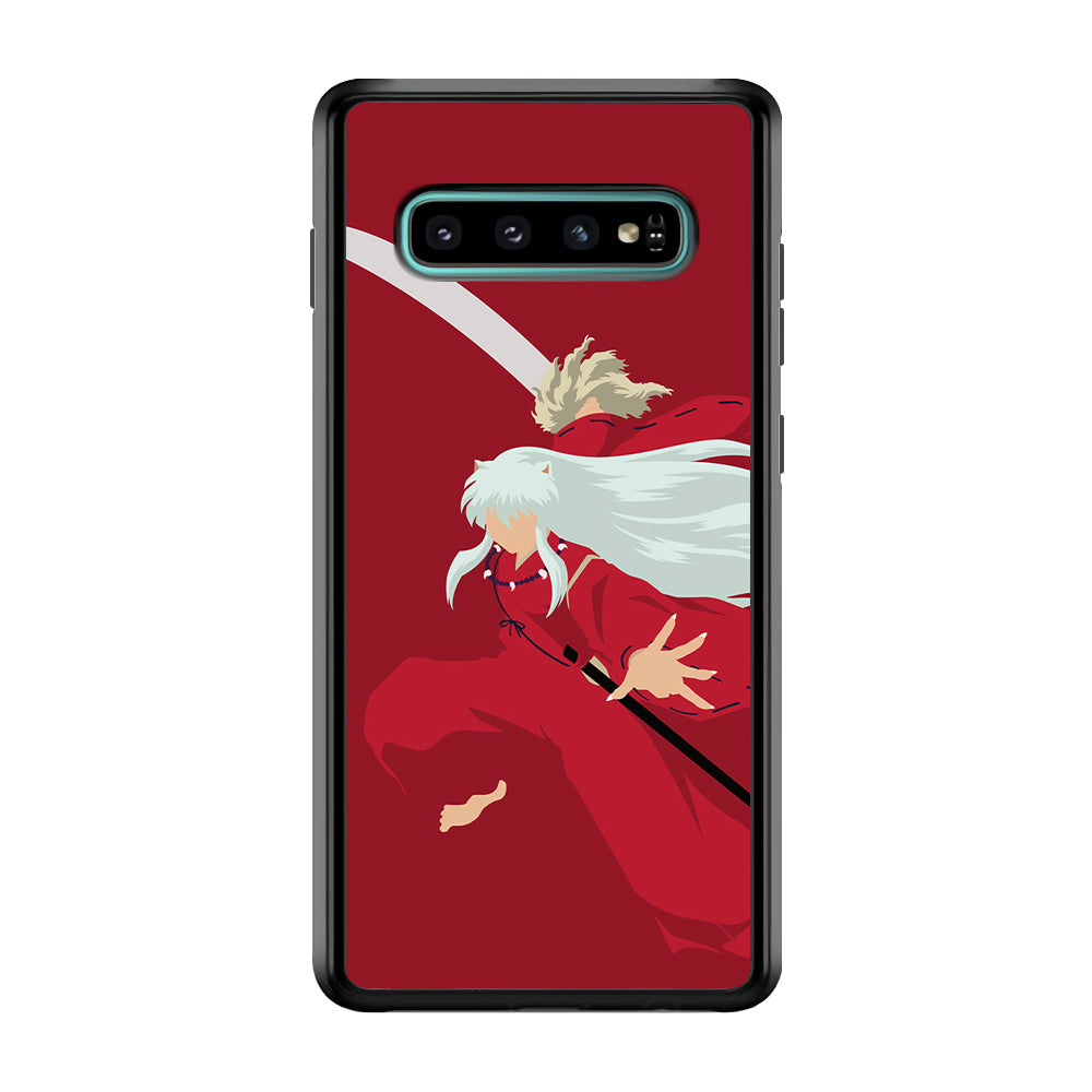 Inuyasha Red Background Samsung Galaxy S10 Plus Case-Phone Case-Rubber Black (2D Case)-Altracase