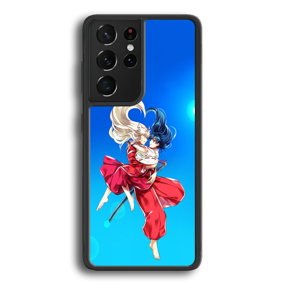 Inuyasha and Kagome Romantic Samsung Galaxy S23 Ultra Case-Phone Case-Rubber Black (2D Case)-Altracase