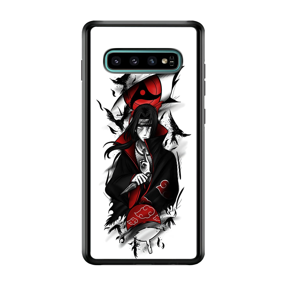 Itachi Uchiha White Samsung Galaxy S10 Case-Phone Case-Rubber Black (2D Case)-Altracase
