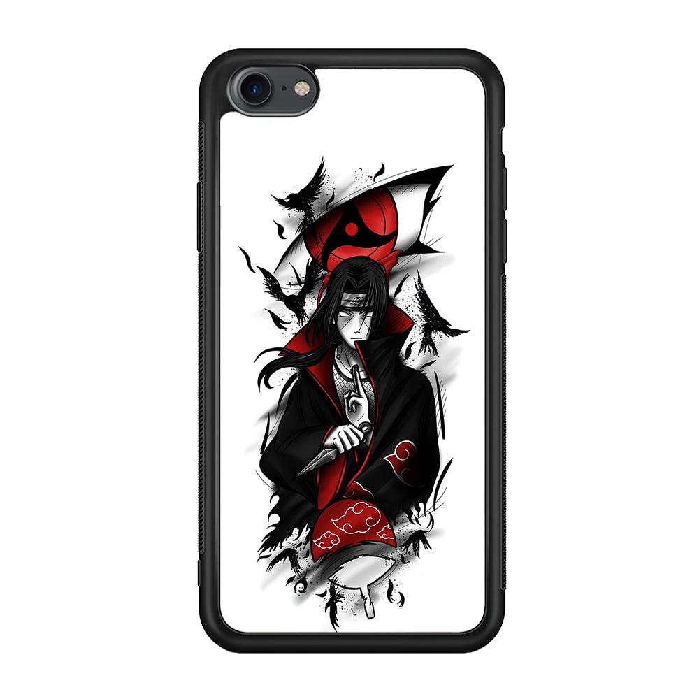 Itachi Uchiha White iPhone SE 2020 Case-Phone Case-Rubber Black (2D Case)-Altracase