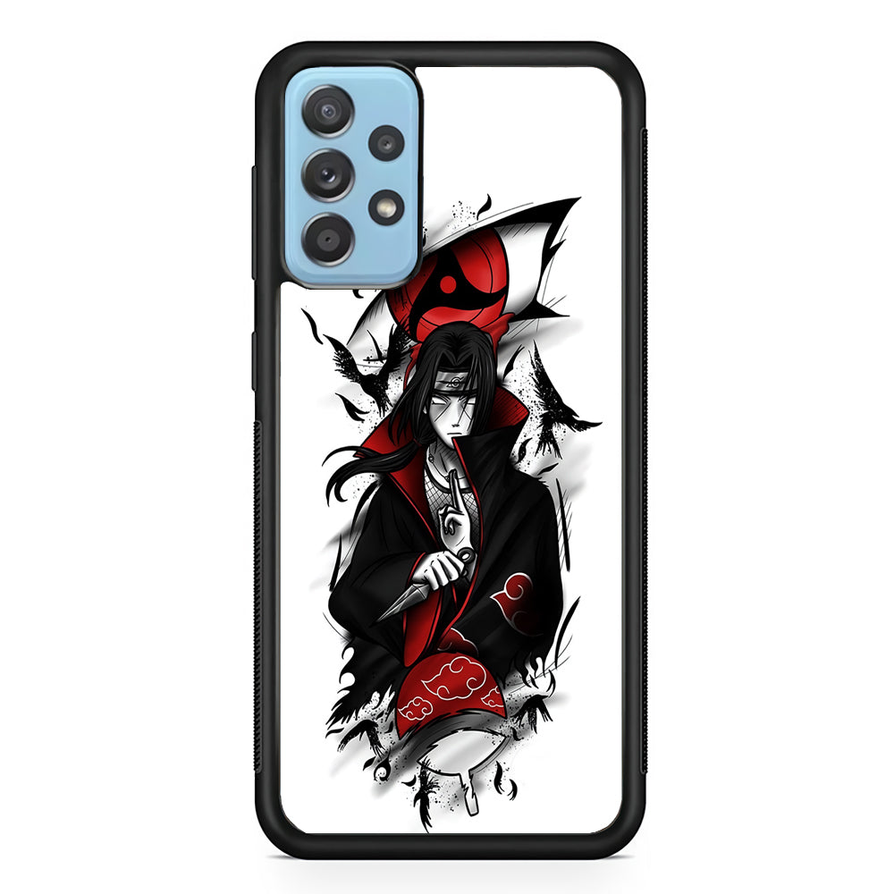 Itachi Uchiha White Samsung Galaxy A52 Case-Phone Case-Rubber Black (2D Case)-Altracase