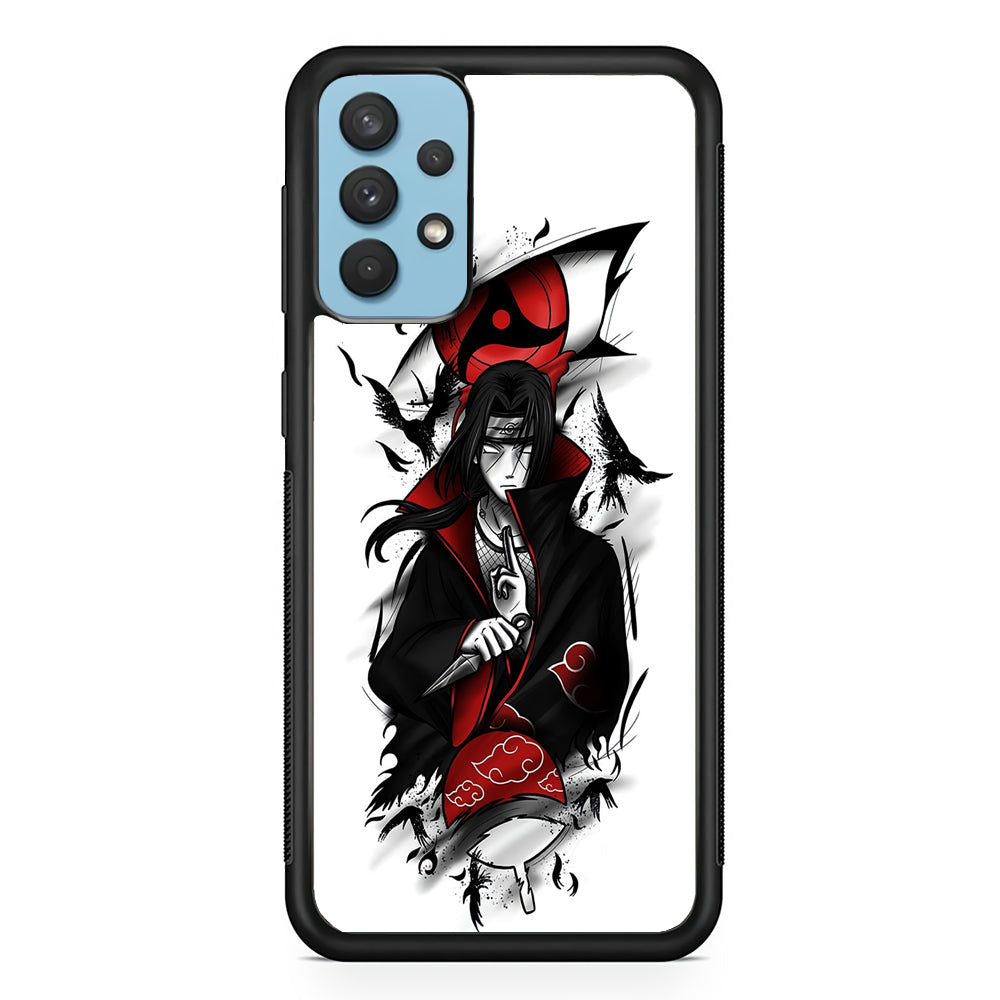 Itachi Uchiha White Samsung Galaxy A32 Case-Phone Case-Rubber Black (2D Case)-Altracase