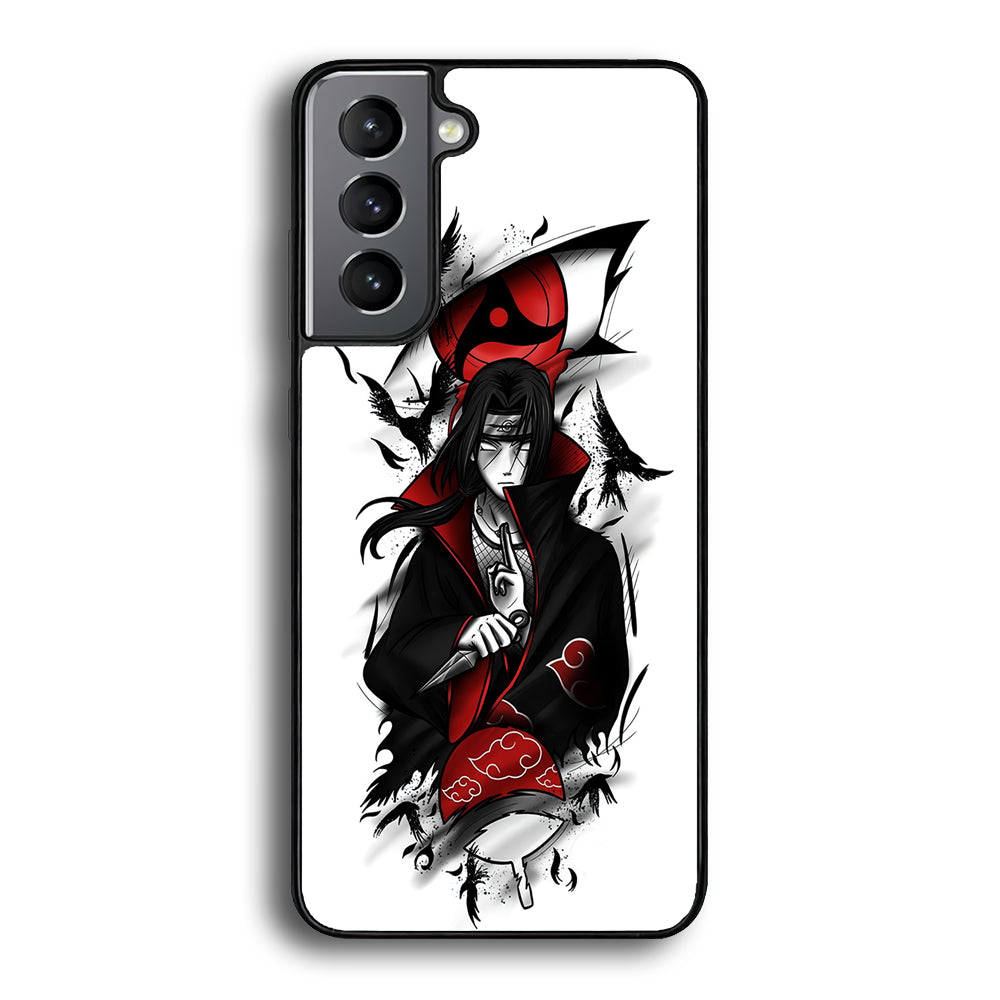 Itachi Uchiha White Samsung Galaxy S25 Plus Case-Phone Case-Rubber Black (2D Case)-Altracase