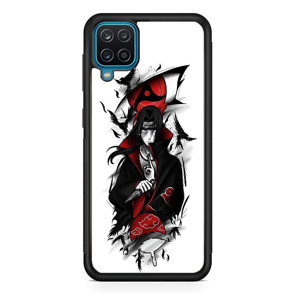 Itachi Uchiha White Samsung Galaxy A12 Case-Phone Case-Rubber Black (2D Case)-Altracase
