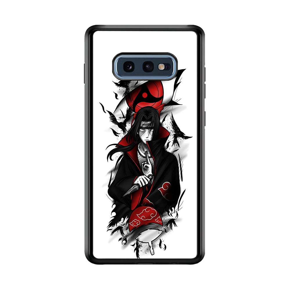 Itachi Uchiha White Samsung Galaxy S10E Case-Phone Case-Rubber Black (2D Case)-Altracase