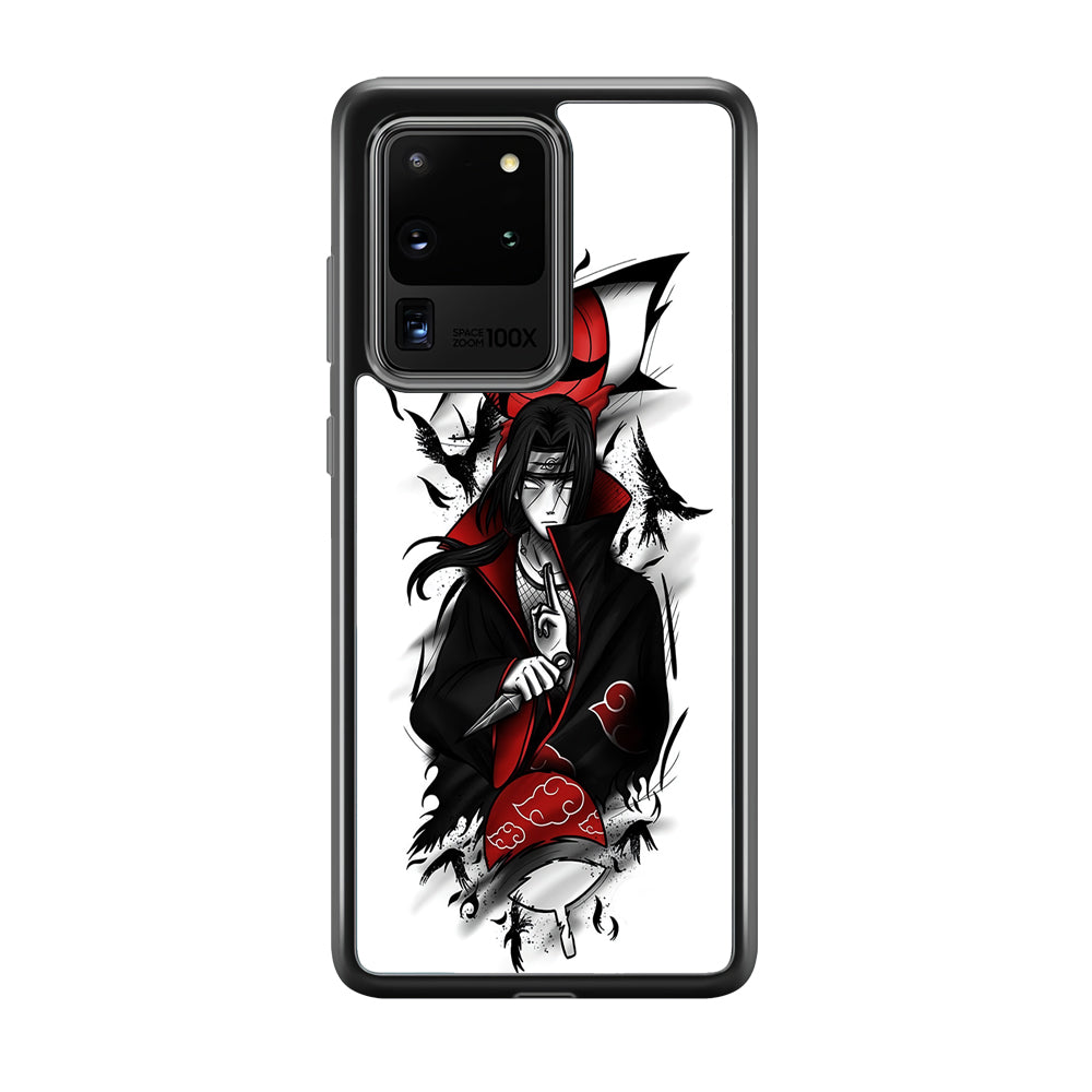 Itachi Uchiha White Samsung Galaxy S20 Ultra Case-Phone Case-Rubber Black (2D Case)-Altracase