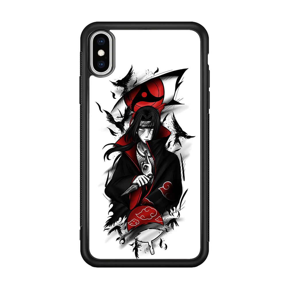 Itachi Uchiha White iPhone Xs Case-Phone Case-Rubber Black (2D Case)-Altracase