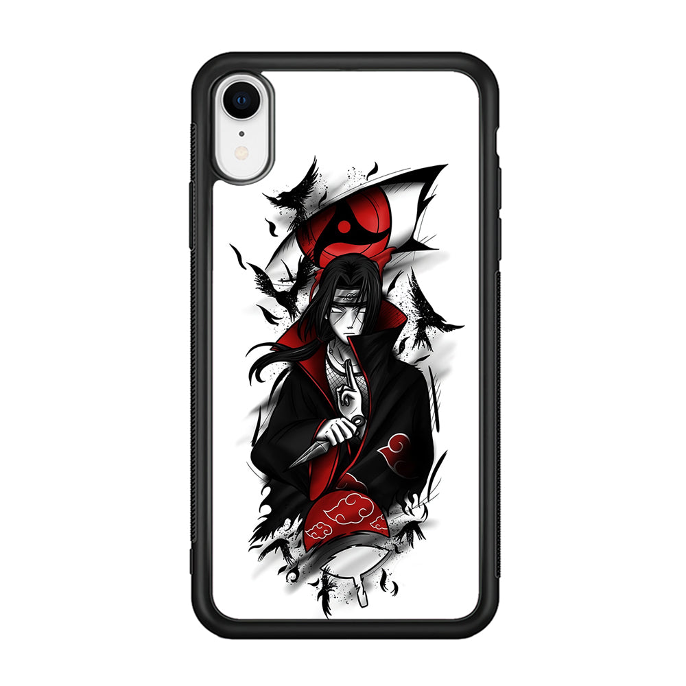 Itachi Uchiha White iPhone XR Case-Phone Case-Rubber Black (2D Case)-Altracase