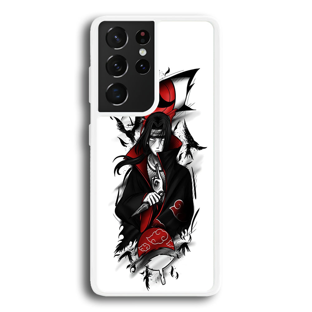 Itachi Uchiha White Samsung Galaxy S22 Ultra Case-Phone Case-Rubber White (2D Case)-Altracase