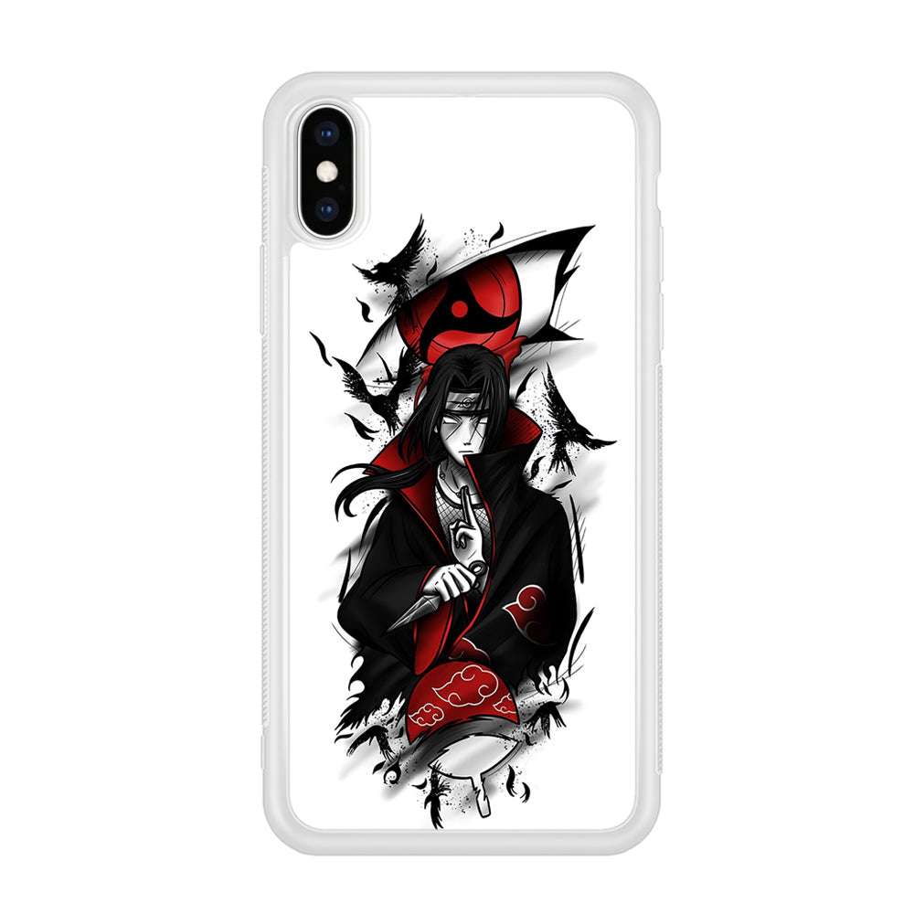 Itachi Uchiha White iPhone Xs Case-Phone Case-Rubber White (2D Case)-Altracase