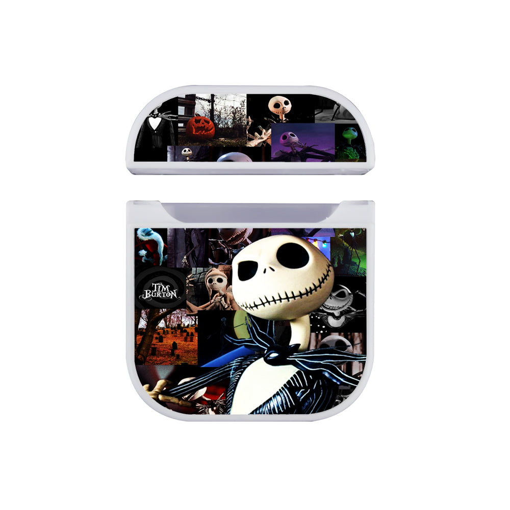 Jack Skellington Aesthetic Hard Plastic Case Cover For Apple Airpods-AirPod Case-White-Altracase