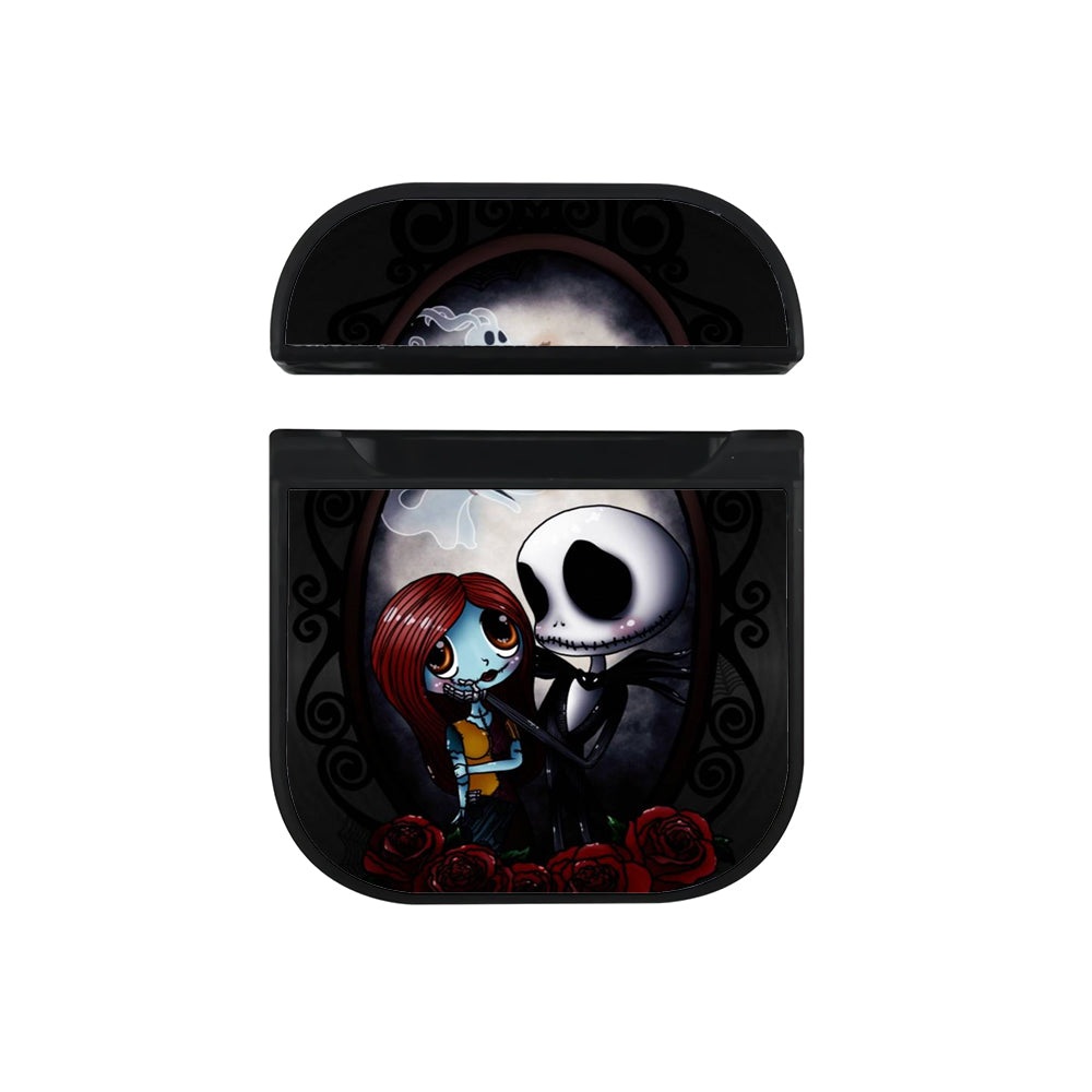 Jack Skellington Fall in Love Hard Plastic Case Cover For Apple Airpods-AirPod Case-Black-Altracase