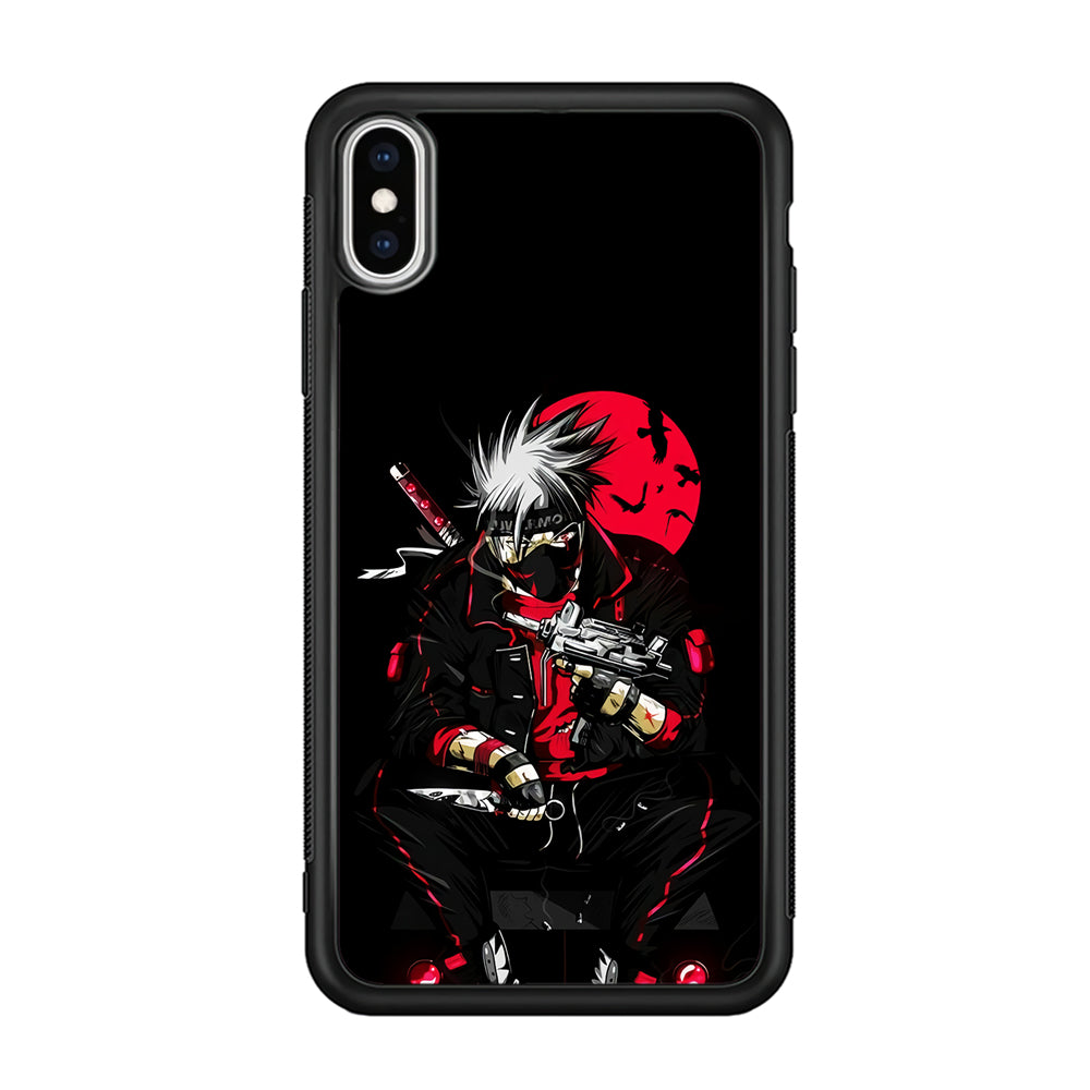 Kakashi Hatake Mafia Style iPhone Xs Case-Phone Case-Rubber Black (2D Case)-Altracase