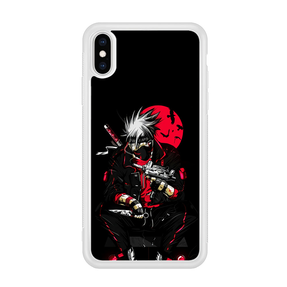 Kakashi Hatake Mafia Style iPhone Xs Case-Phone Case-Rubber White (2D Case)-Altracase