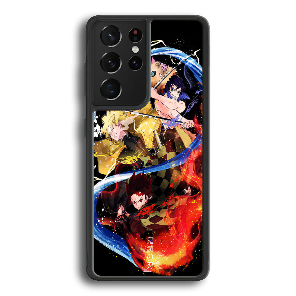 Kimetsu no Yaiba Demon Slayer Samsung Galaxy S21 Ultra Case-Phone Case-Rubber Black (2D Case)-Altracase