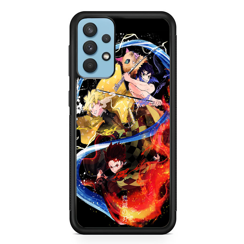 Kimetsu no Yaiba Demon Slayer Samsung Galaxy A32 Case-Phone Case-Rubber Black (2D Case)-Altracase