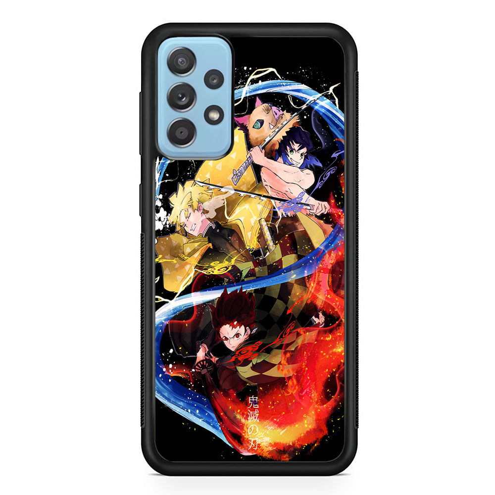 Kimetsu no Yaiba Demon Slayer Samsung Galaxy A52 Case-Phone Case-Rubber Black (2D Case)-Altracase