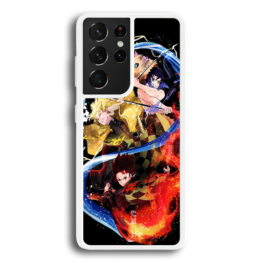 Kimetsu no Yaiba Demon Slayer Samsung Galaxy S21 Ultra Case-Phone Case-Rubber White (2D Case)-Altracase