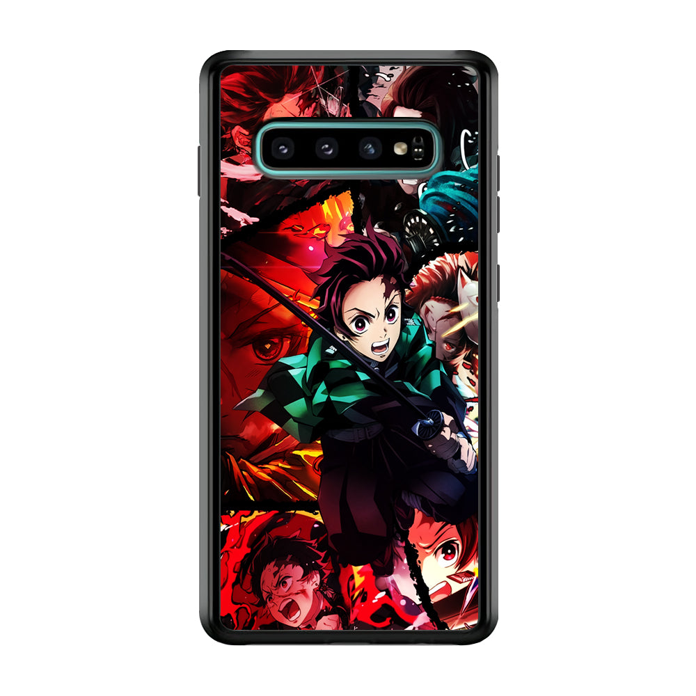 Kimetsu no Yaiba Tanjiro Aesthetic Samsung Galaxy S10 Case-Phone Case-Rubber Black (2D Case)-Altracase