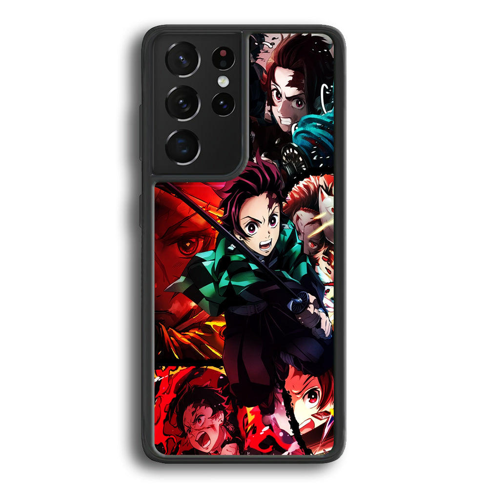 Kimetsu no Yaiba Tanjiro Aesthetic Samsung Galaxy S21 Ultra Case-Phone Case-Rubber Black (2D Case)-Altracase