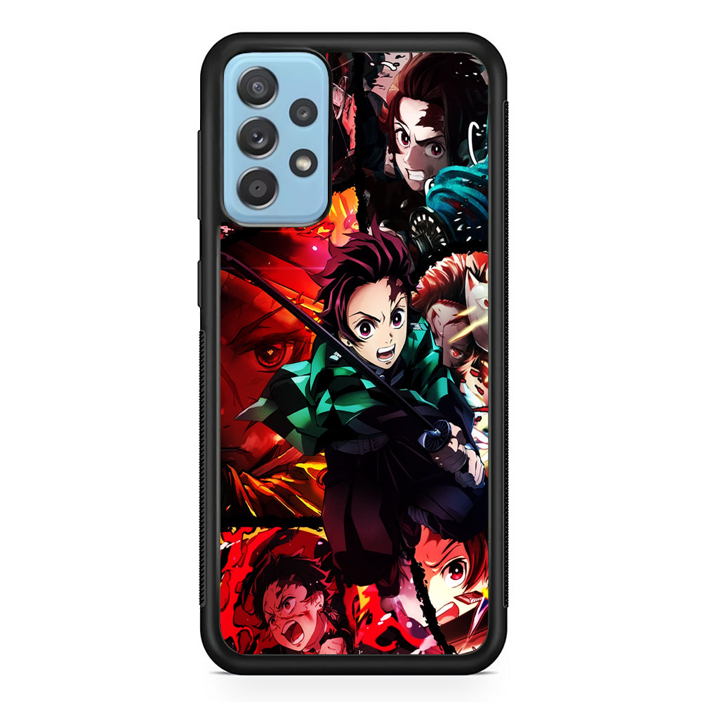 Kimetsu no Yaiba Tanjiro Aesthetic Samsung Galaxy A52 Case-Phone Case-Rubber Black (2D Case)-Altracase